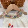 Summer Arrival Neck Embroidered Dress Floral Embroidered Mesh Layered Sleeveless Dress Girls Cute