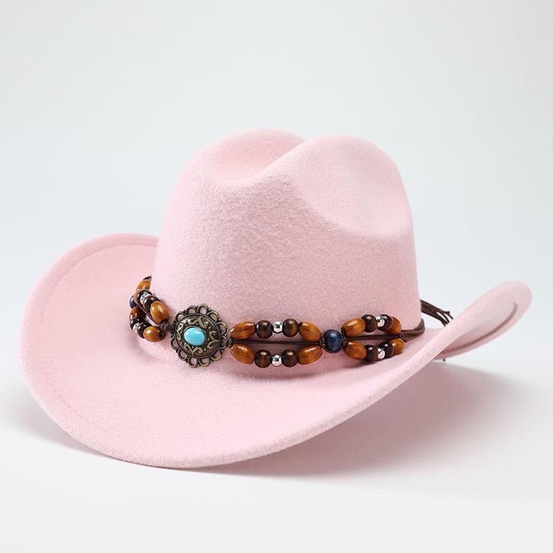 Autumn and Winter Woolen Top Hat Tibetan Hat European and American Style Jazz Hat Western Cowboy Hat Big Brim Felt Hat