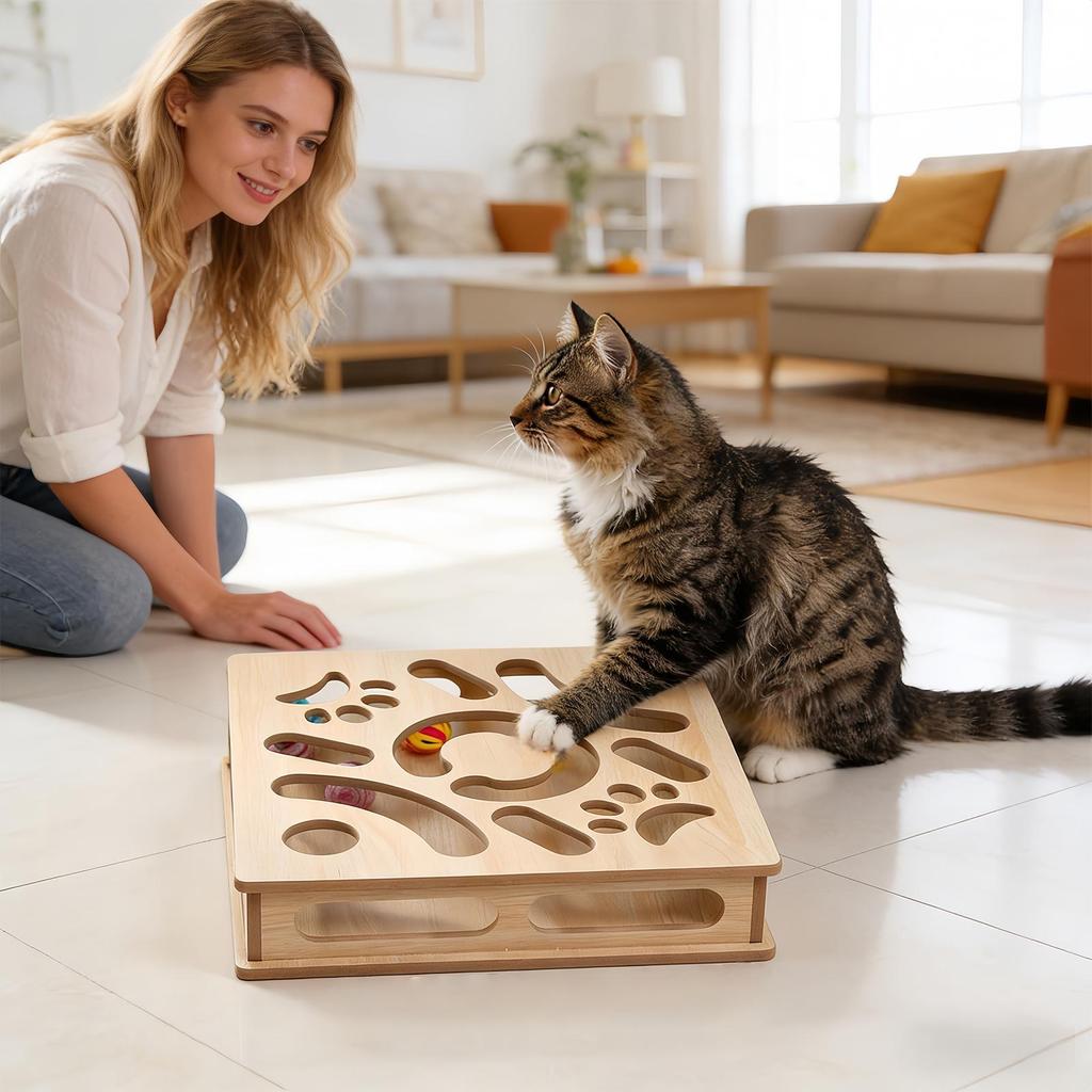 Cat Scratching Puzzle Box Pet Cat Track Bell Ball Kitten Cat Maze Box Puzzle Boredom Relief Toy for Playing And Training