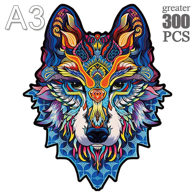 Puzzle Tier Holzpuzzle BASTELN Gehirntrainer Puzzle Spiel Ideal für Kinder Erwachsene Wolf Lernen Holzspielzeug Geschenk Schwierigkeit