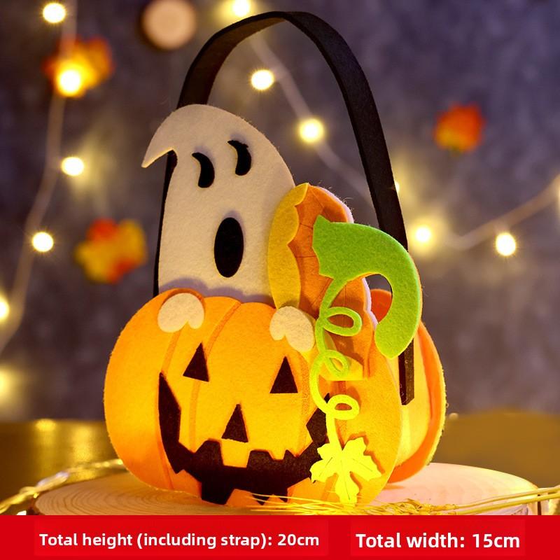 Gift Ready Halloween Treat Bag Non Toxic Felt Reusable Pumpkin Kids Candy Collector Trick or Tote Party Favors Decor