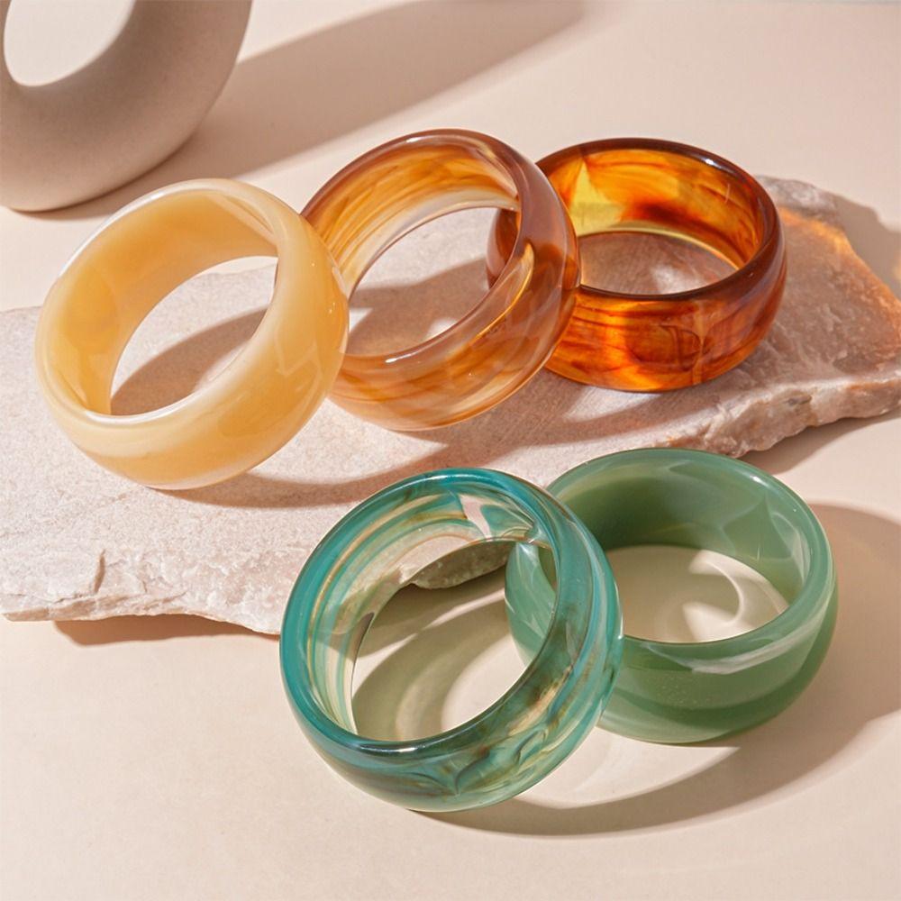 Strip Round Wide Bracelet Smudging Retro  Hand Ring Temperament Acrylic Bangle  Girls