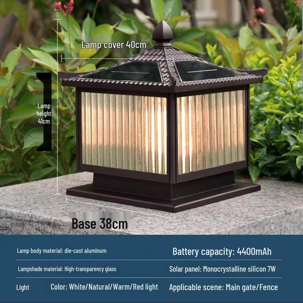 Solar Waterproof Outdoor Garden Post Light for Villa Entrances, Yards, and Fence Walls