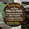 2D Flat, 1pc 7.87X7.87 Inch 2D Round Aluminum Sign, Vintage Plaque about "Courtyard Bar Welcome", Bar Patio Decoration Sign, Suitable for Decorating