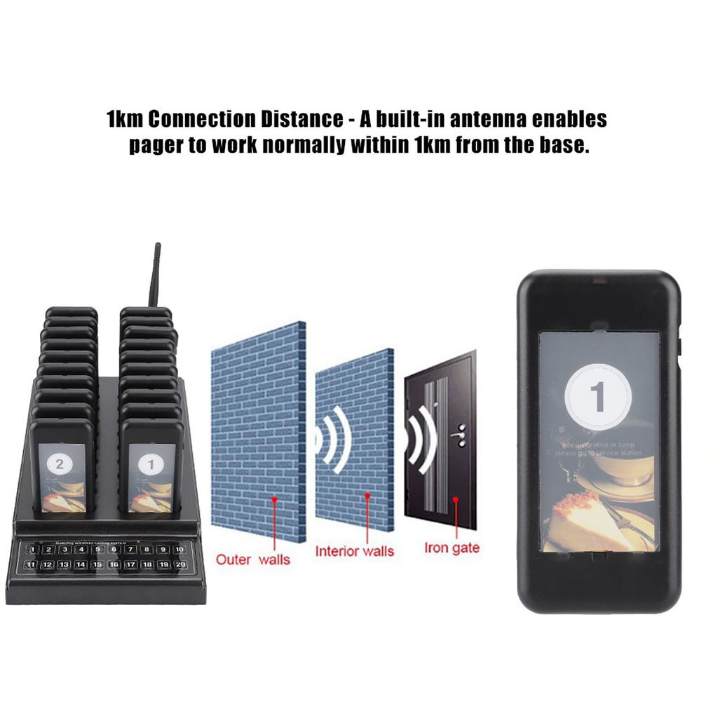 20 Channels Restaurant Pager Waiter Calling System Wireless Paging Queue System