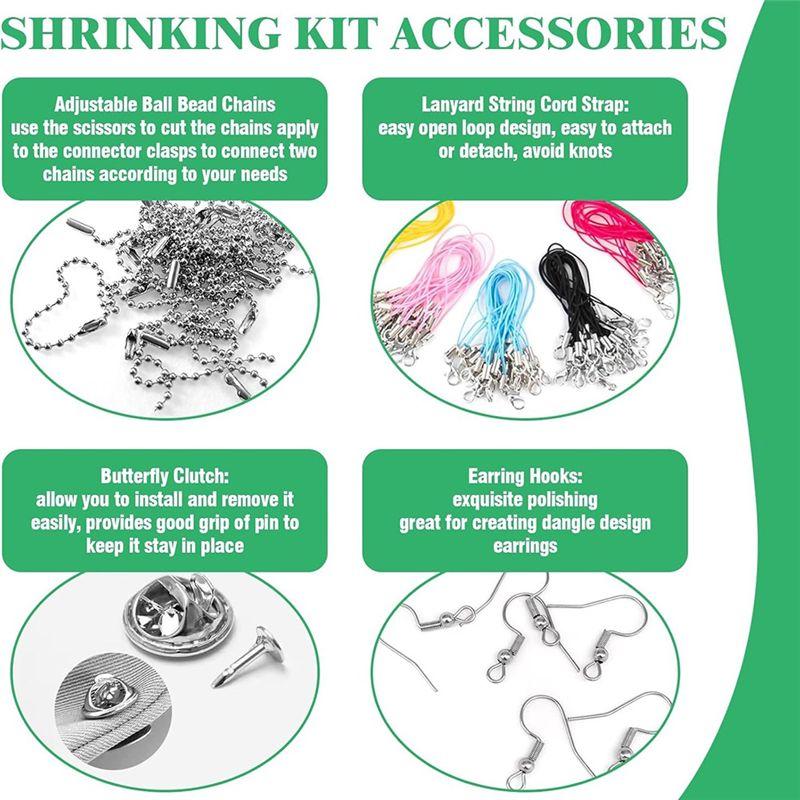 A84X-Shrink Plastic Sheet Kit W Blank Sheets Shrinky Art Paper, Colored Pencils, Keychains, Earring Hooks,For Crafting