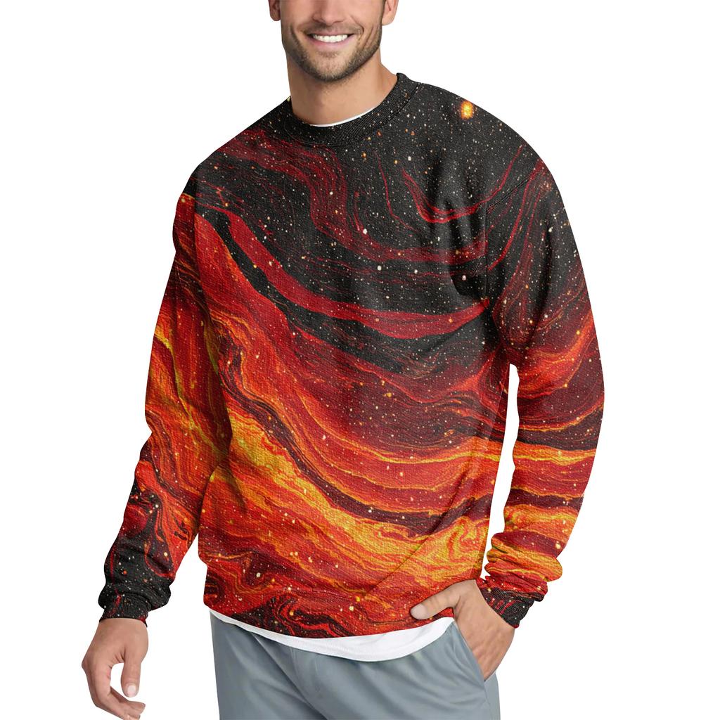Men's Casual Fashion Printed Round Neck Pullover Sweatshirt