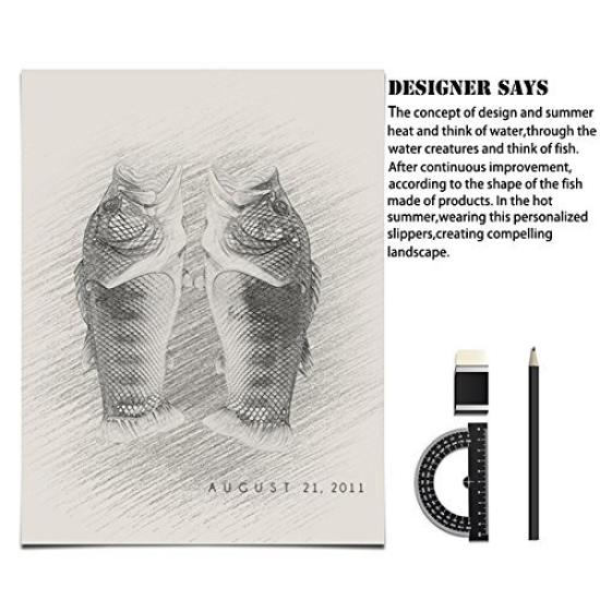 Fun Bathroom Fun Sizes Cm [Asifn] Fish-Shaped Slippers, Unisex, Lightweight, Breathable, Slippers, Flexible, Unique, Design, Black, 25.0-25.5