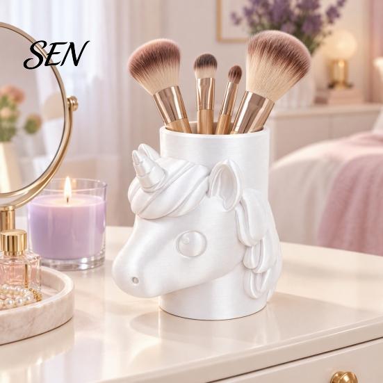 Student Desk Organizer for Girls 3D Printed Unicorn Pen Holder, Large Capacity Desktop Pencils Paintbrushes Fun Stationery Holder School and