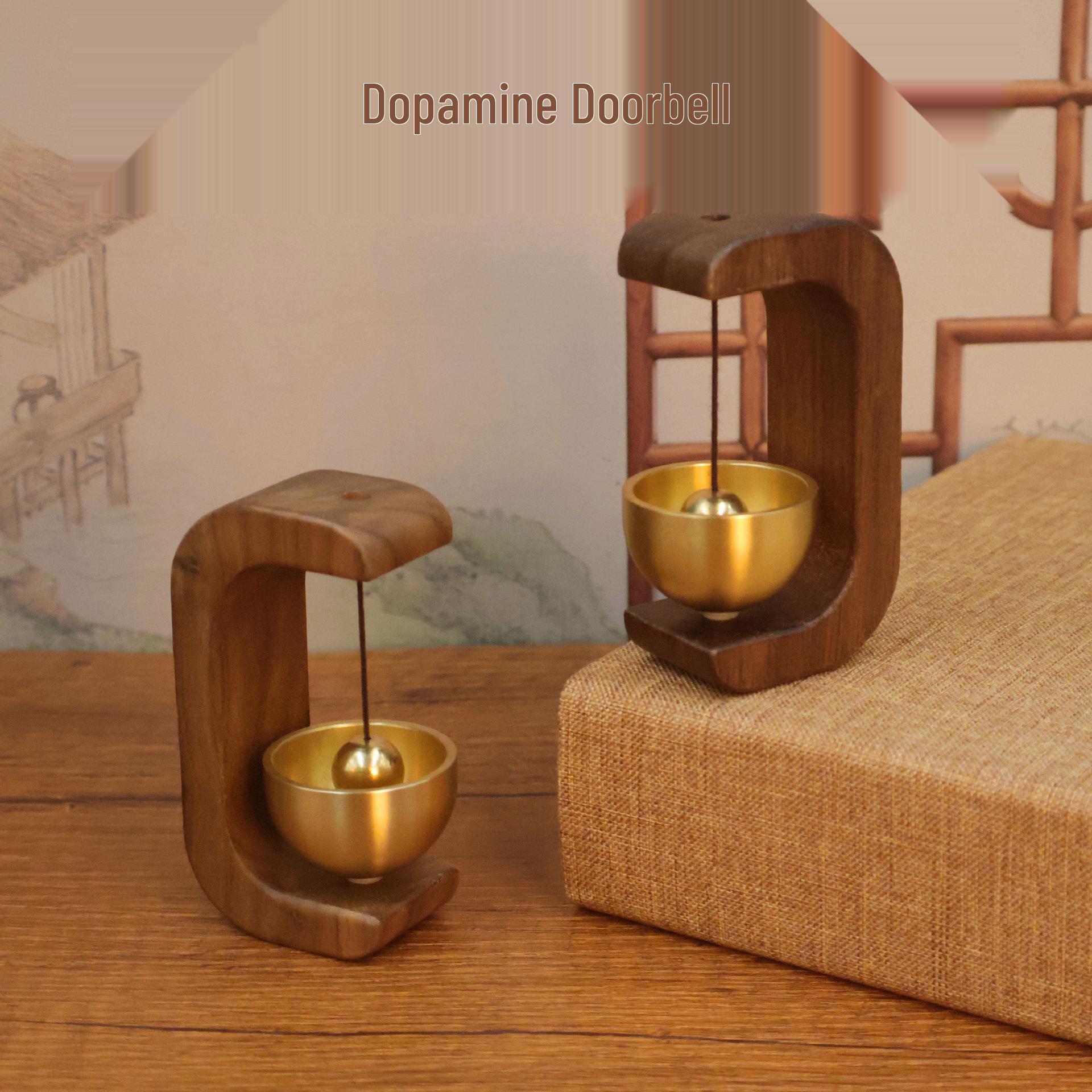 Dopamine Doorbell: Handmade Japanese Copper & Brass Wind Chime Pendant Natural Wood Doorbell