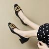French thick heel single shoes women's spring 2025 new versatile ladyshoes high heel evening shoes women's shoes