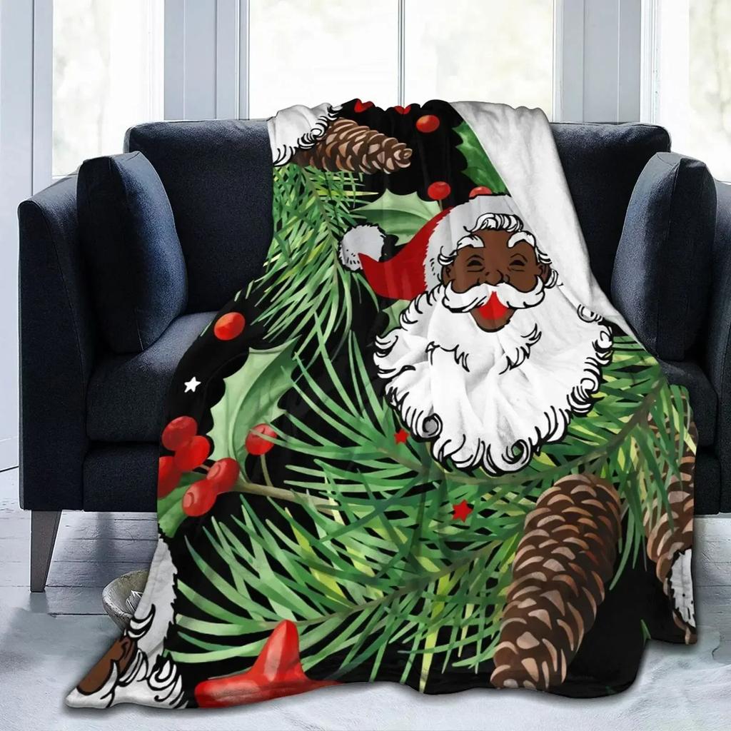 3D Print Merry Christmas Blanket Sofa Cover Throw Santa Claus Xmas New Year Blanket Fleece Warm Bed Blankets for Bedroom Couch