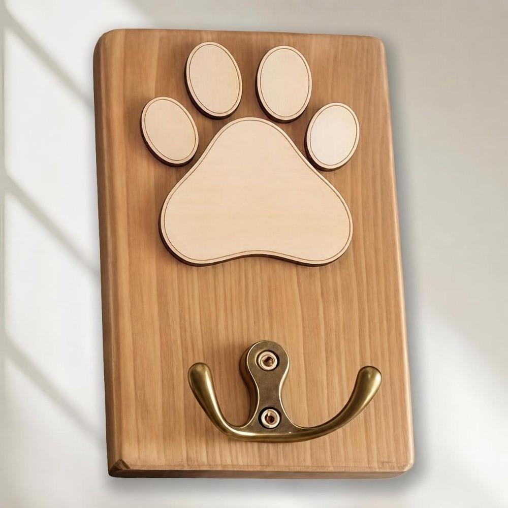 Personalized Dog Lead Holder Wooden Paw Print Hanger Unique Dog Paw Wall Hook  Entryway