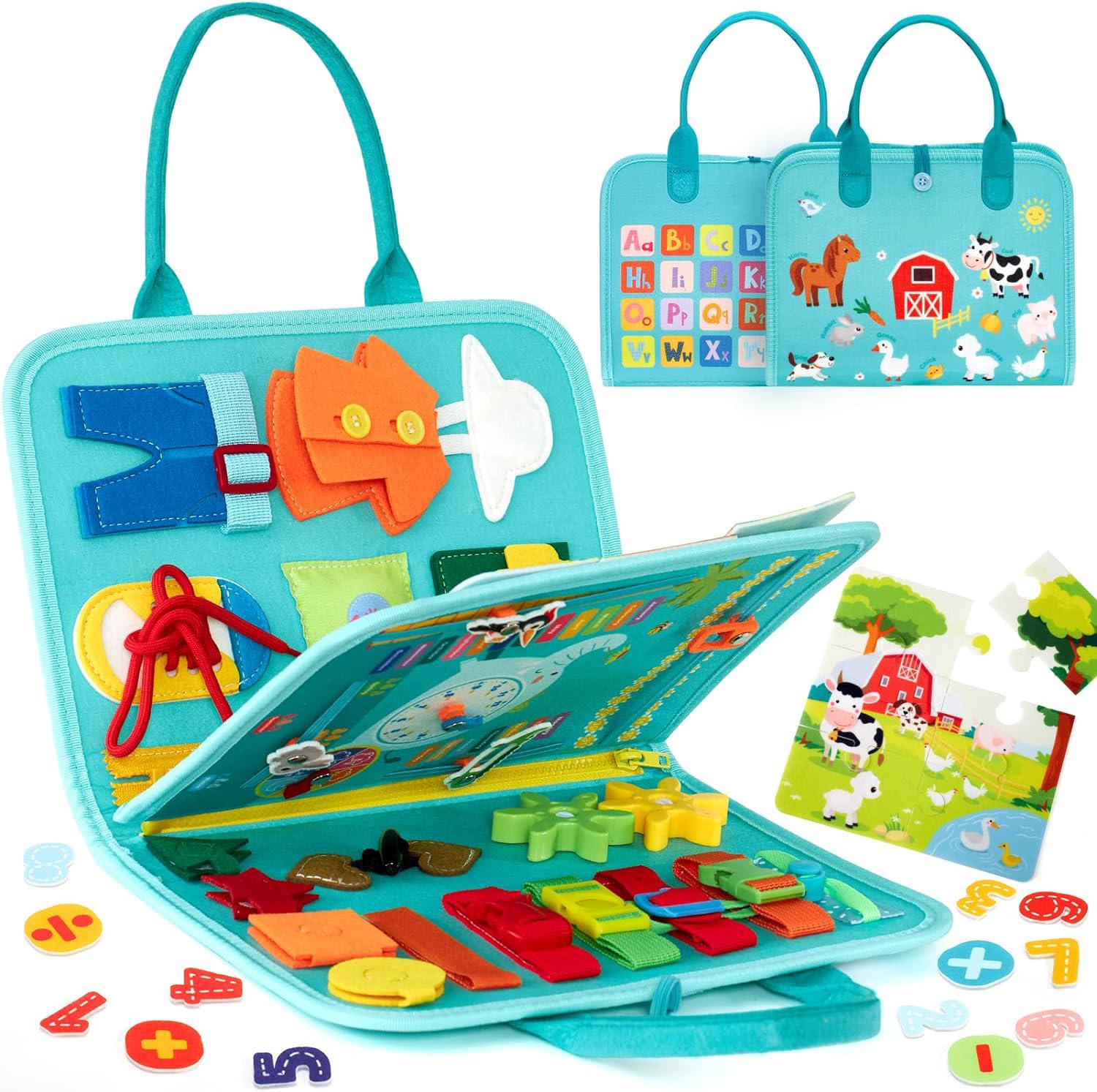 

Montessori Busy Board Toys For Toddlers Busy Book For Fine Motor Educational Learning Activities With Life Skills Sensory Toys