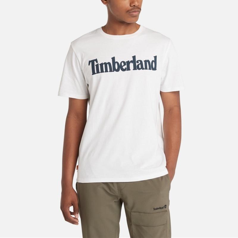 Timberland Letter Round Neck Outdoor Running Breathable Short Sleeve T-Shirt Men T-Shirts White A6DN3-100