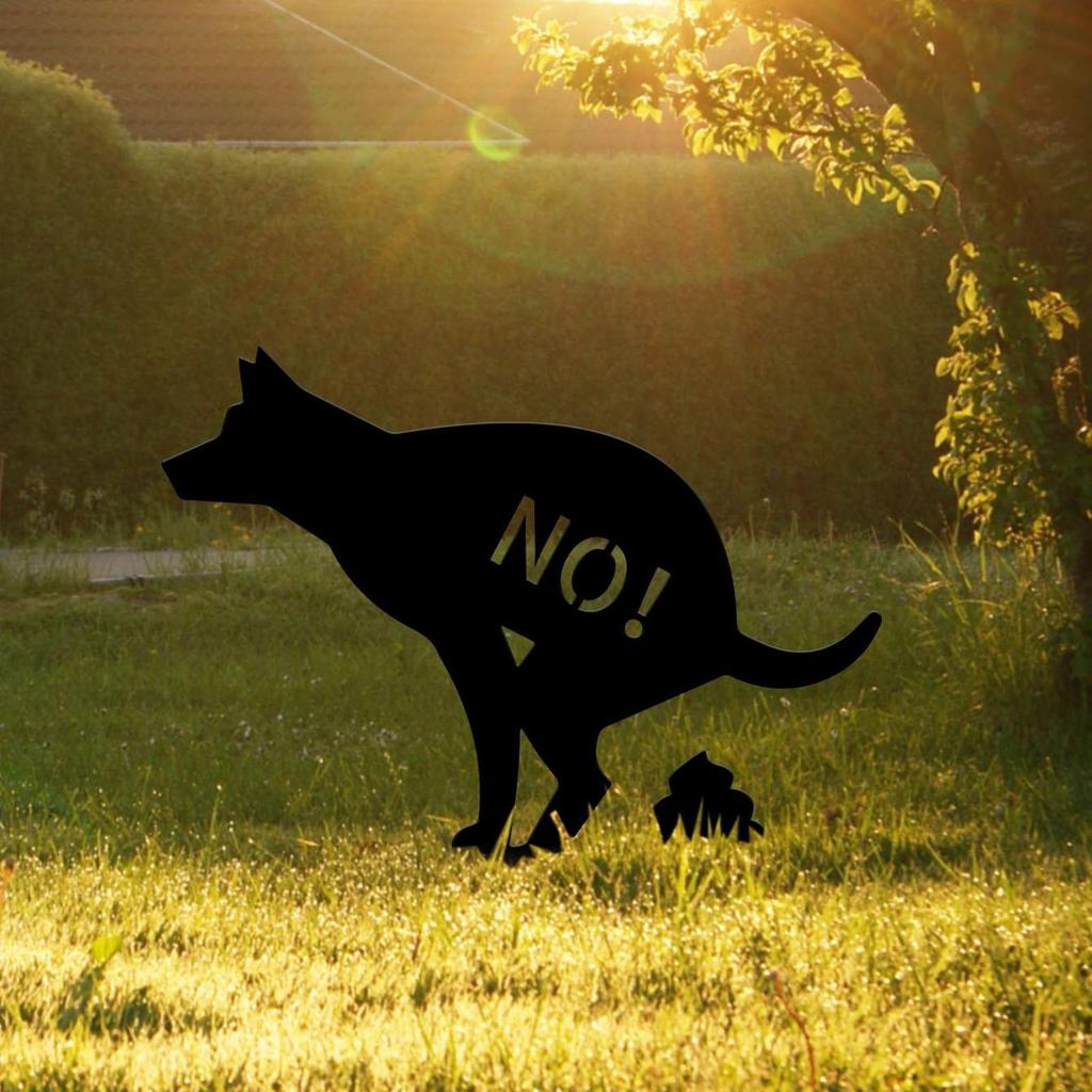 "No Dog Poop" Metal Sign No Pooping Warning Yard Sign Garden Stake Outdoor Waterproof Warning For Pet Owners Prevent Pollution