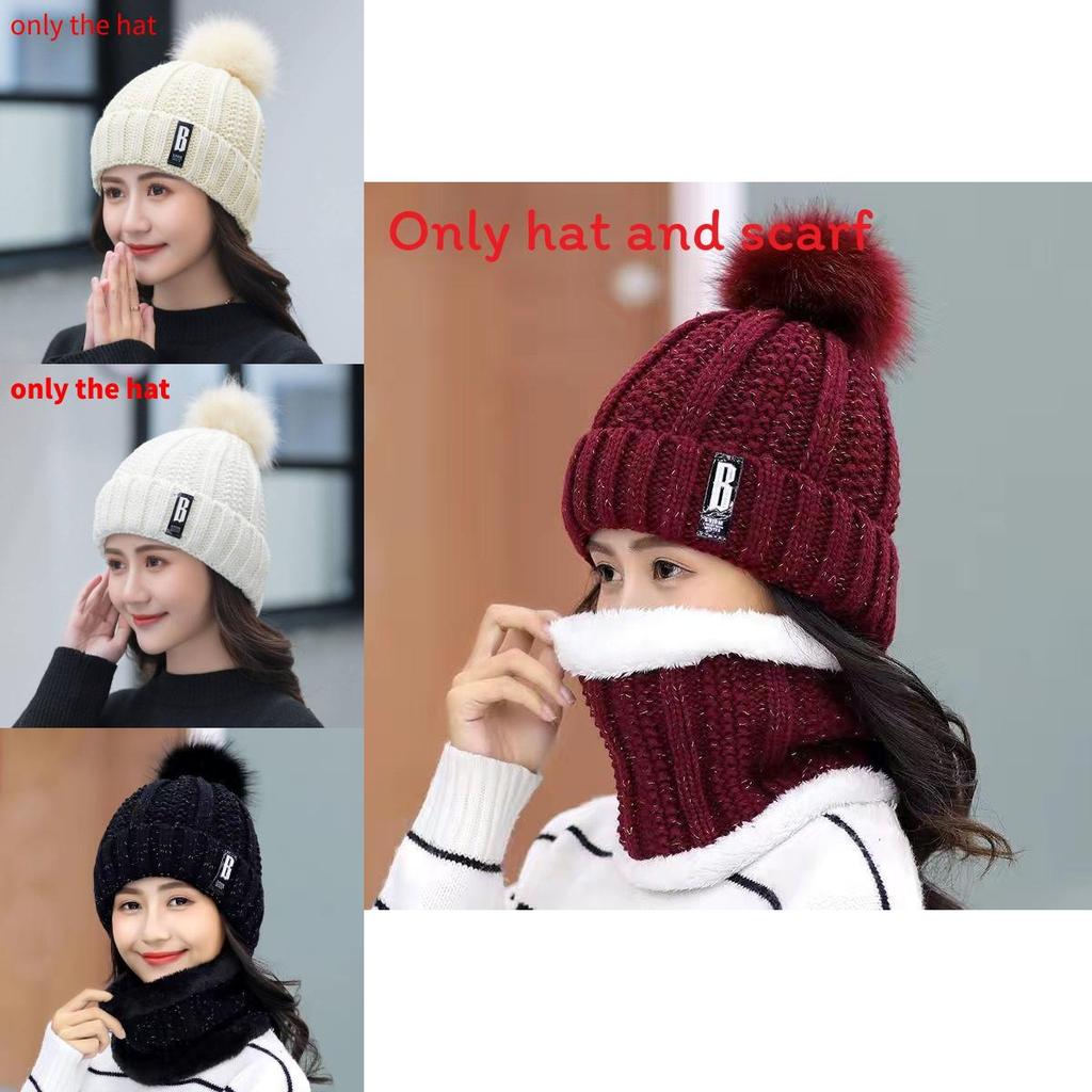 Hat Knitted Winter With Plush Balls And Letter Decorations For Outdoor Use Daily