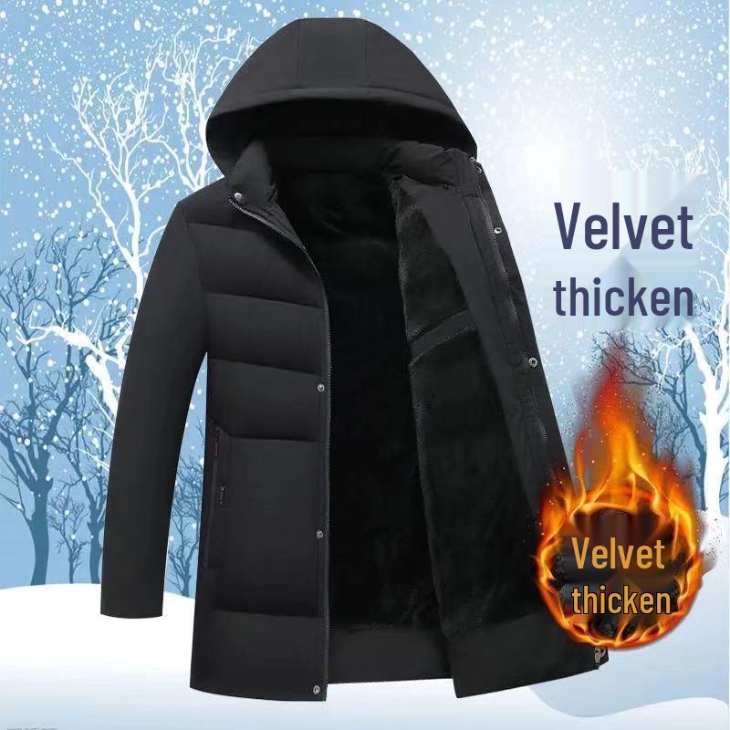 Men's Fleece-Lined Cotton-Padded Jacket: Warm Winter Coat for Middle-Aged and Elderly