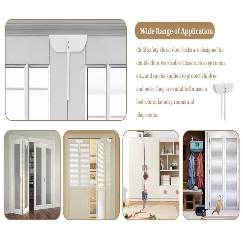 WORTHOWN,2 Bifold Door Lock, Bi,Fold Door Lock Installation,Free, Lock For Bifold Closet Doors Security