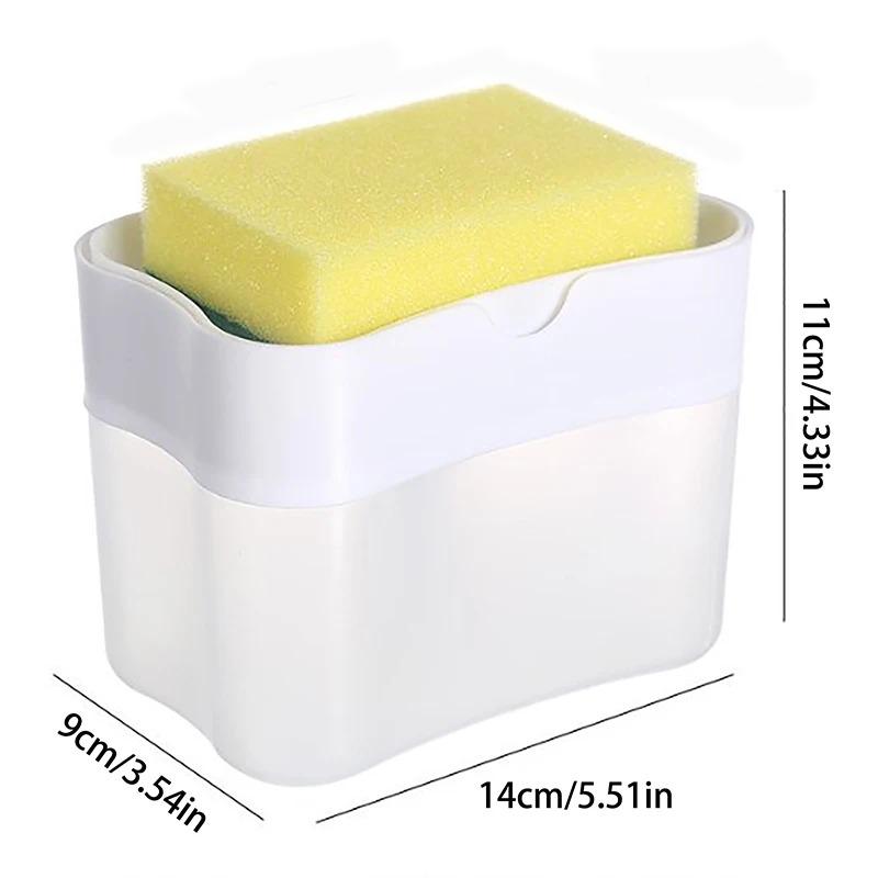 1pc Dishwashing Detachment Dispenser Sponge Ball Room Liquid Soap Dispenser Soap Pump Dispenser with Sponge Bracket Soap Pump