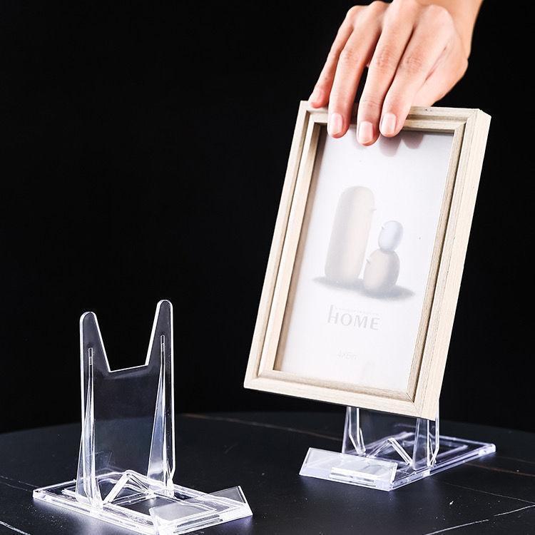 Transparent Display Plate Stand Clear Acrylic Display Stands Small Adjustable Book Purse Badge Shell Wedding Card Holder Tablet