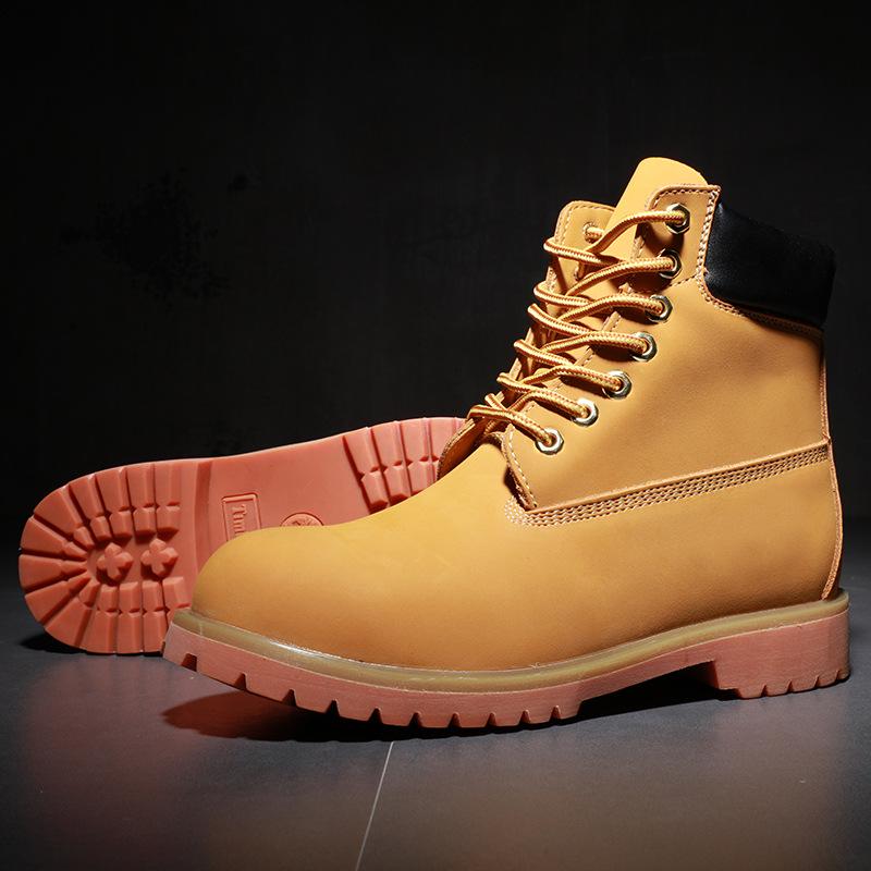 Pánské žluté zimní zateplené kotníkové boty Martin - Středně vysoké, Vysoké, Britský styl, Teplá bavlna, Velká velikost