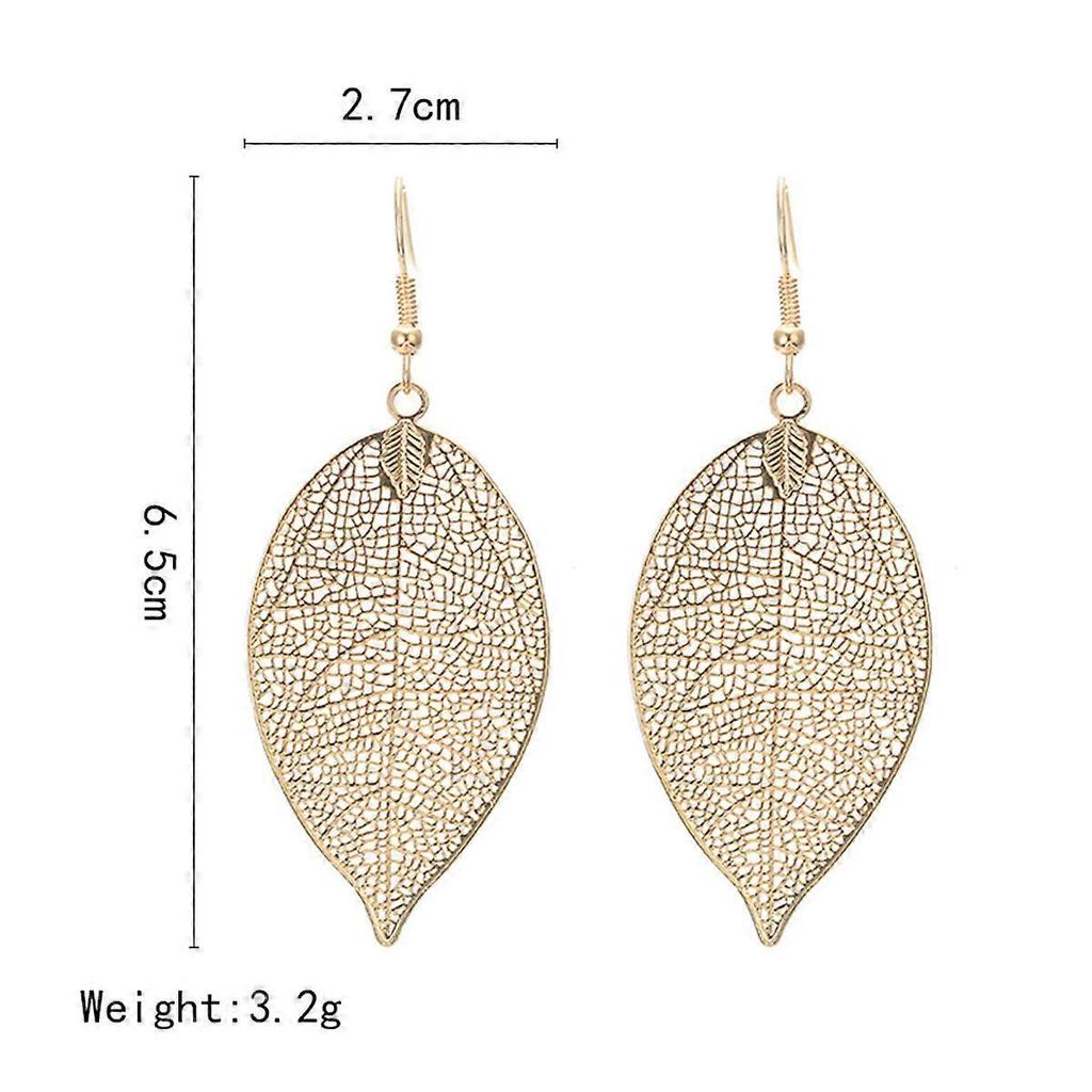 Leaf Earrings for Women 1Pair Golden Hollow Elegant Bohemian Jewelry