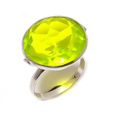 Peridot edelsten 925 Sterling Sølv Smykke Ringstørrelse 8.5