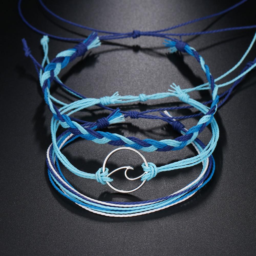 2024 3 Pcs/ Set Boho Wave Bracelet Multi-layer Hollow Cotton Rope Bracelets Set for Women Jewelry Gift