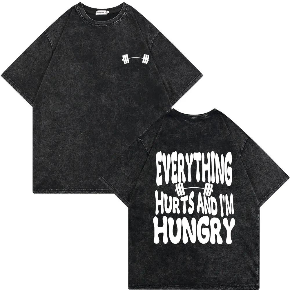 2026 Washed Vintage Gym Skeleton Graphic Tshirt Unisex Women Funny Fitness Workout Bodybuilding Tshirts Cotton Oversized T Shirts