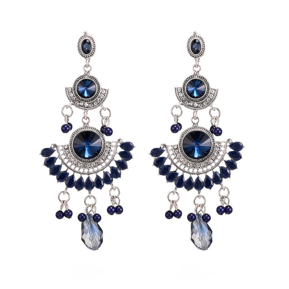 Retro Tassel Earrings Rhinestone Ear Drop Jewelry Ethnic Bride Accessories