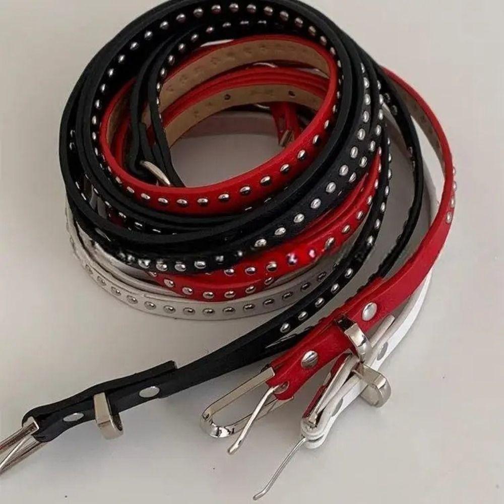 Spicy Girl Long Double-layer Belt PU Leather Y2K Belt Waist Chain Rivet Belt  Female