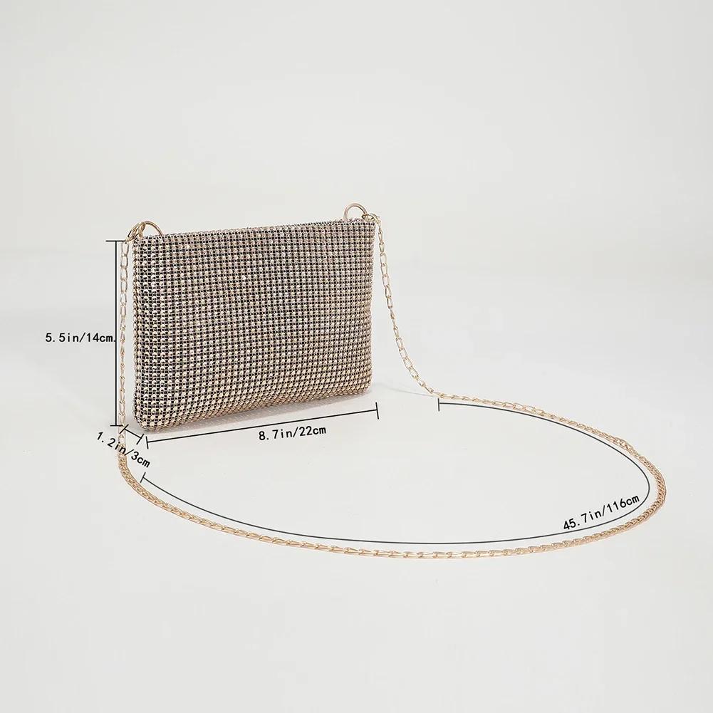 Mode Strass Schultertaschen Damen Kette Umhängetaschen Einfarbig Kleine Handtaschen Frauen Hochzeitsparty Clutch Handybeutel
