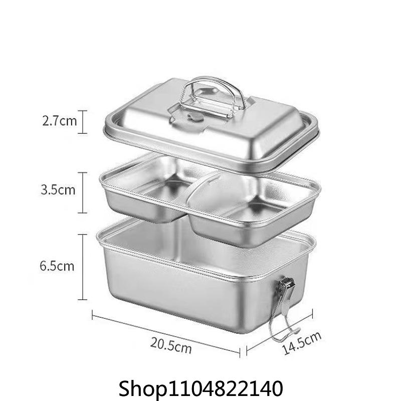 304 thick stainless steel double-layer sealed lunch box, office worker student lunch box, steamed rice compartment lunch box