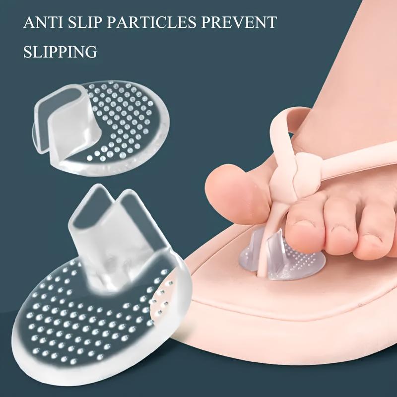 Transparent Anti-Wear Half Pads for Flip-Flops with Silicone Dots, Non-Slip Toe Protectors for Sandals
