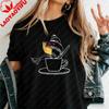 Funny Croissant Coffee Graphic TShirt for Women Cute Cartoon Food Meme Cotton Tshirt Summer Casual Tops Meme Streetwear Shirts