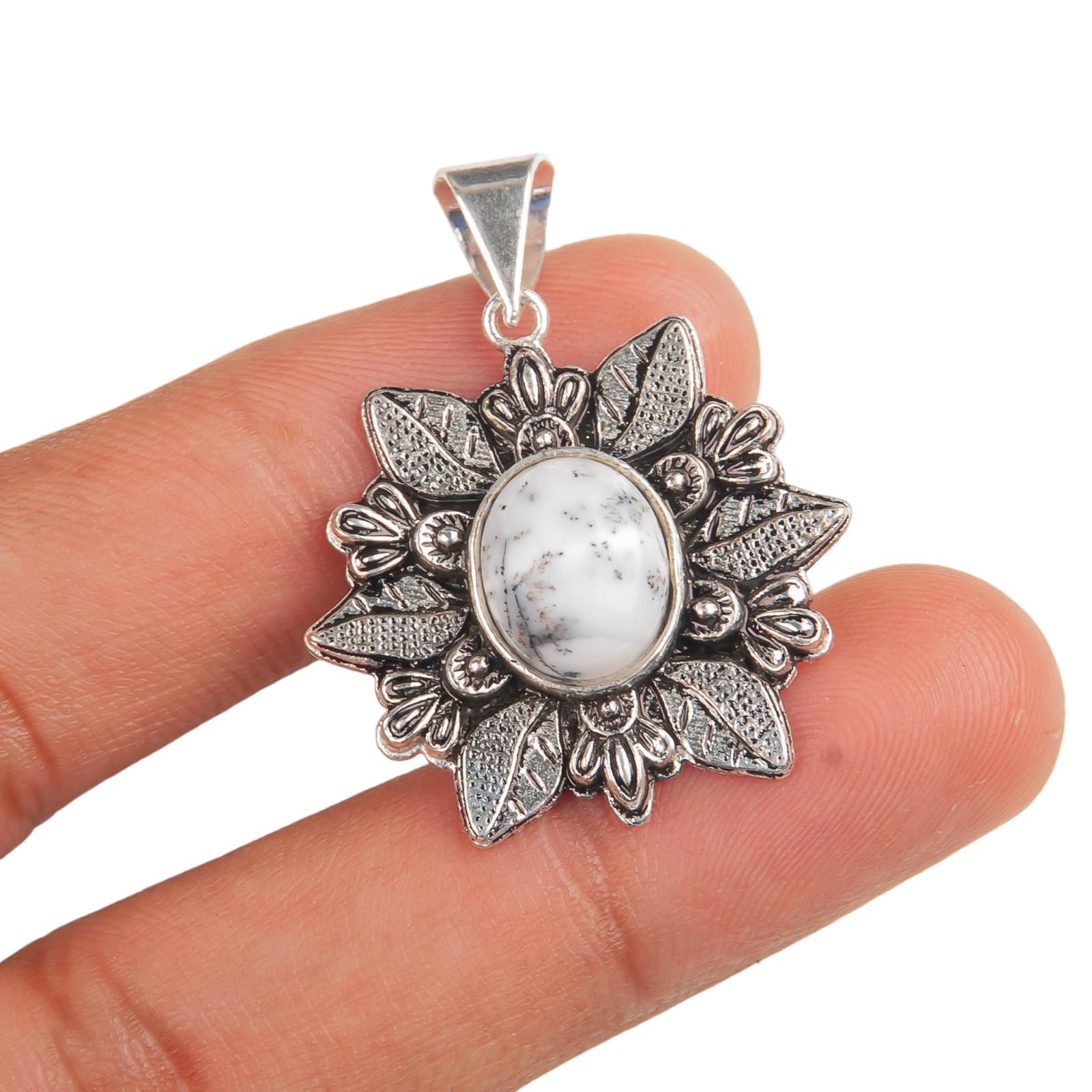 

Natural Dendritic Opal Gemstone 925 Sterling Silver Jewelry Ethnic Pendant 1.45 CP-14-15