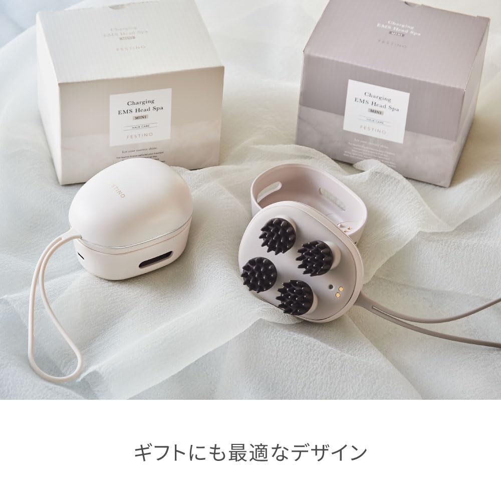 Festino EMS Head Spa Mini SMHB-045 FESTINO Waterproof, Lightweight, USB Rechargeable, Electric Scalp Massager, Gift (Sand Beige)