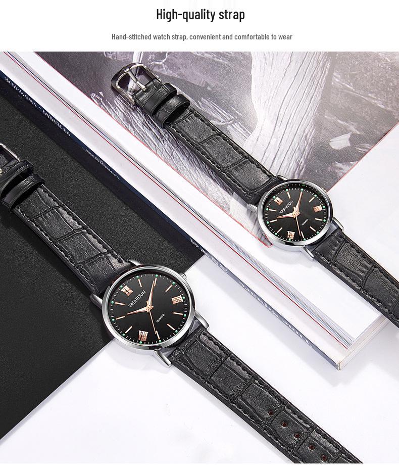 Luminous Quartz Watches: Stylish Men's, Women's & Couple's Waterproof Designs with Steel or Leather Bands