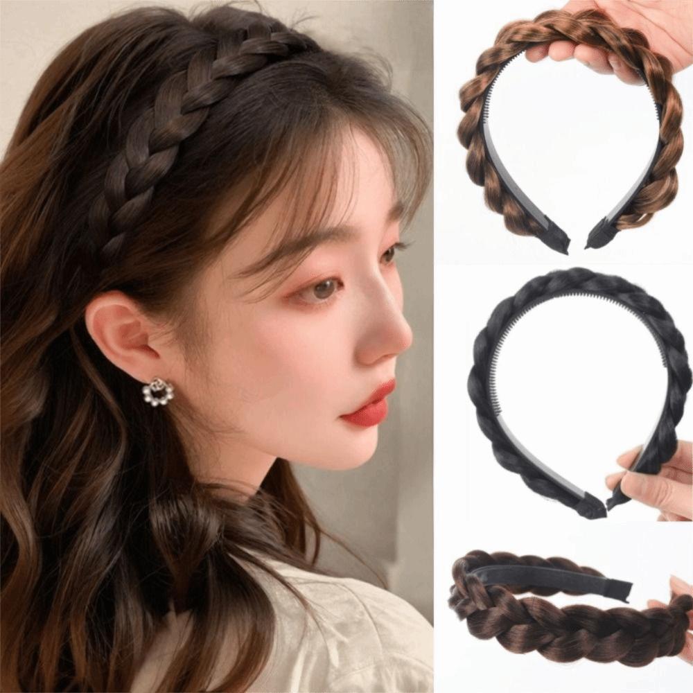 Synthetic Wig Twist Braided Headband Bohemian Elastic Non-slip Hair Bands For Women And Girl