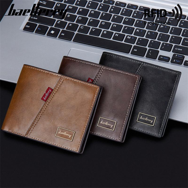 Baellerry RFID Protection Wallets for Men Fashion Business Card Holder Vintage Design Man Purse Wallet