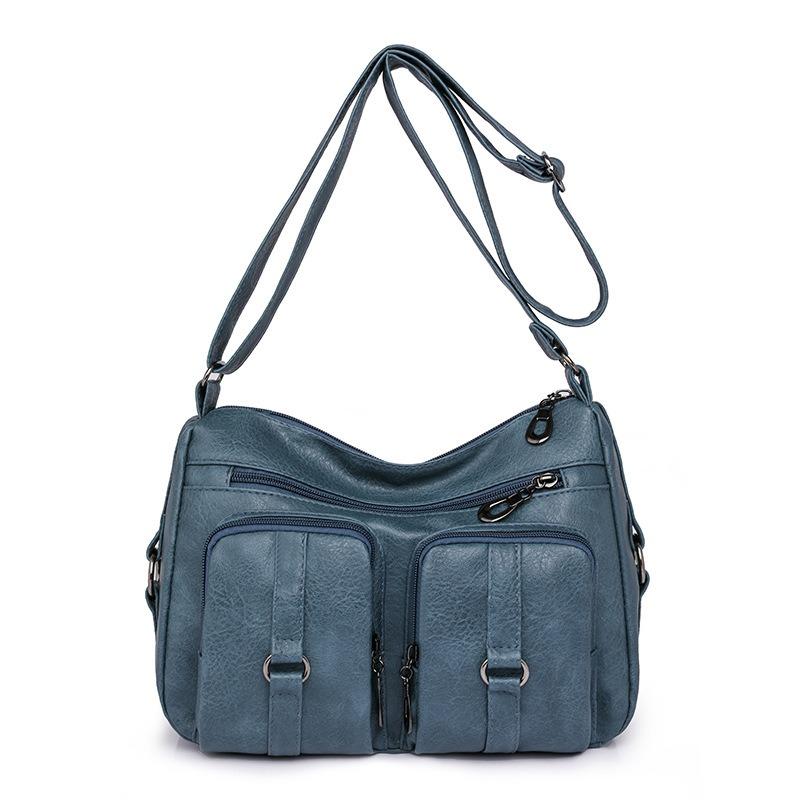 New Washed Leather Women's Bag Messenger Bag Fashionable Women's Shoulder Fashion Retro Style Mother Bag