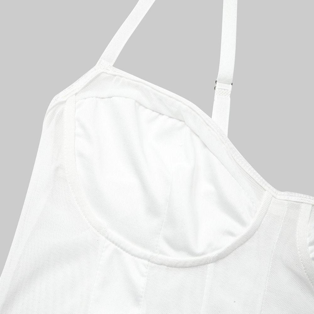 Transparent Camisole Jumpsuits Sleeveless Mesh Bodysuit Women Fashion Deep V Jumpsuits  Girl