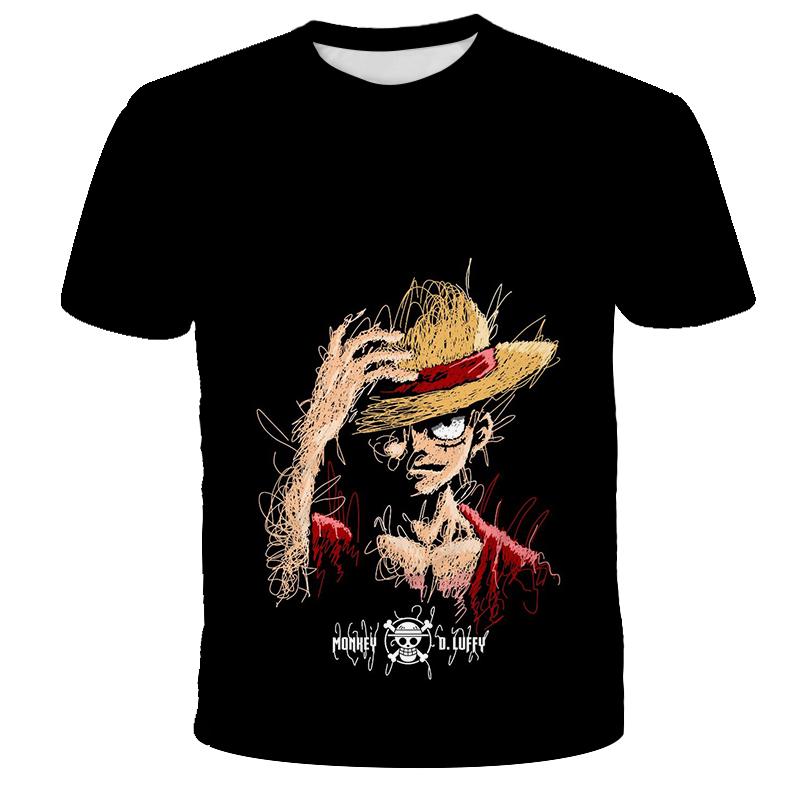 Wendy4 Anime One Piece Luffy Jongen T-shirt CosPlay Korte Mouw mannen Cartoon Heren Top Los Ademend Heren Casual Kleding 100