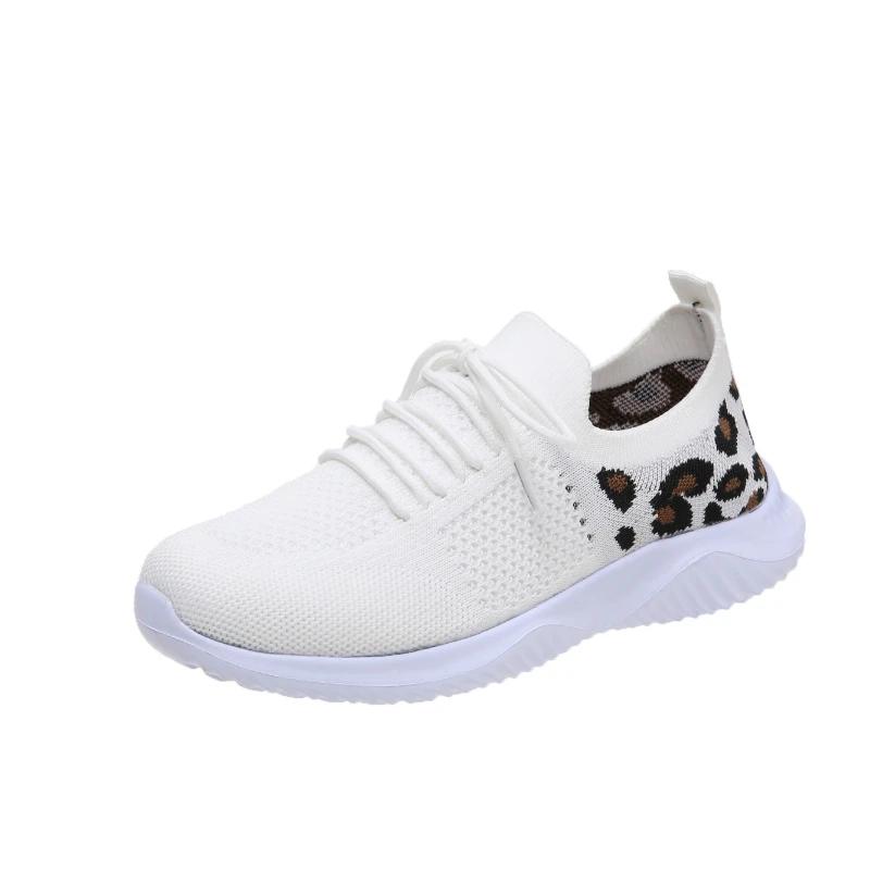 Mode 2024 Neue Damenschuhe Schnürschuhe Damen Vulkanisierte Schuhe Mode Leopardenmuster Damen Freizeitschuhe Runde Kappe Mesh Sneakerzapatoss