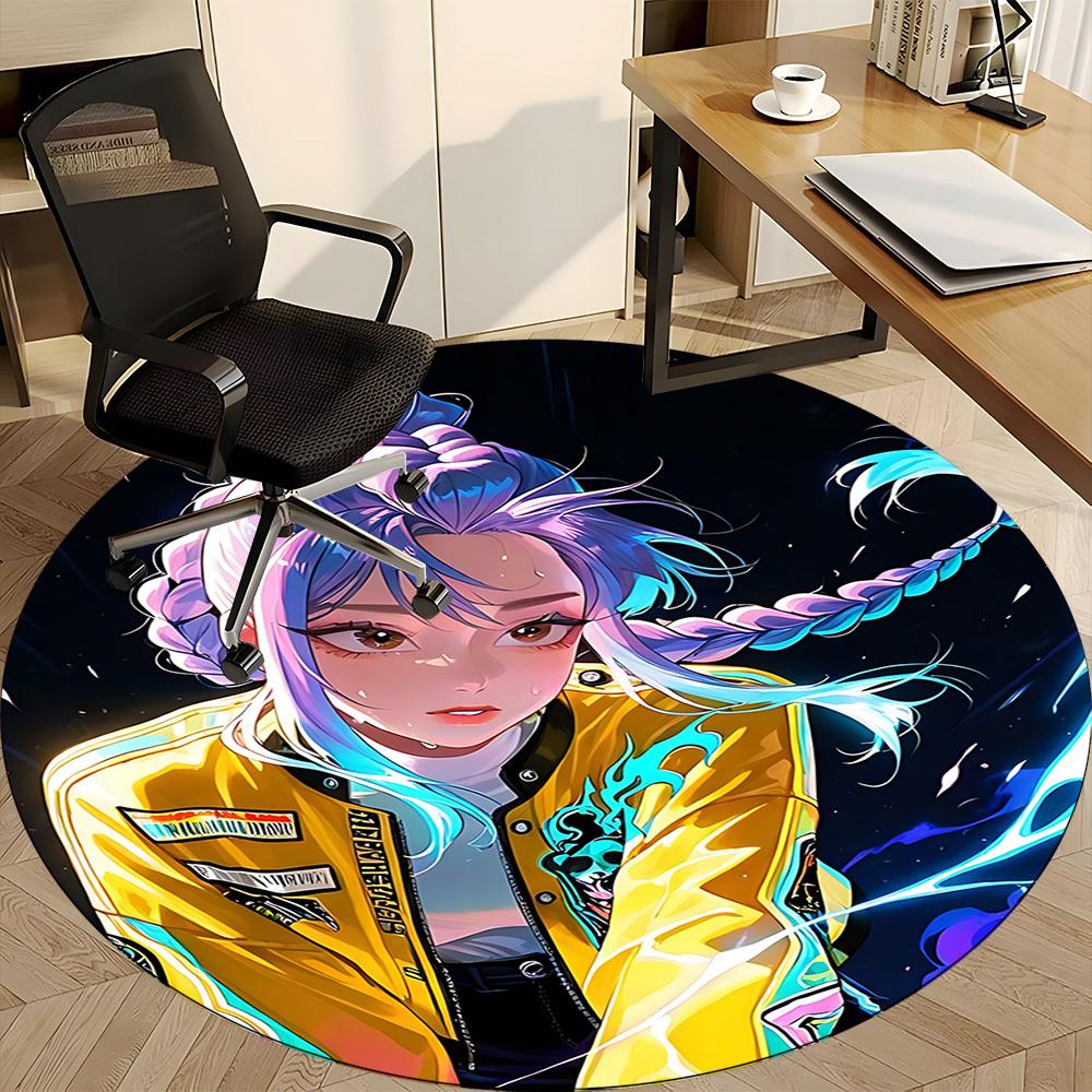 KPop Demon Hunters Office Round Area Rug Suitable For Office, Under Office Chairs Bedroom Living Room Home Decor, T1224010