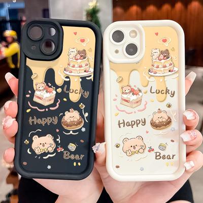 Lovely Cake Donut Bear Phone Case for iPhone Samsung Galaxy Xiaomi Redmi POCO HUAWEI Honor Shockproof Rubber Soft Flexible Cover Casing
