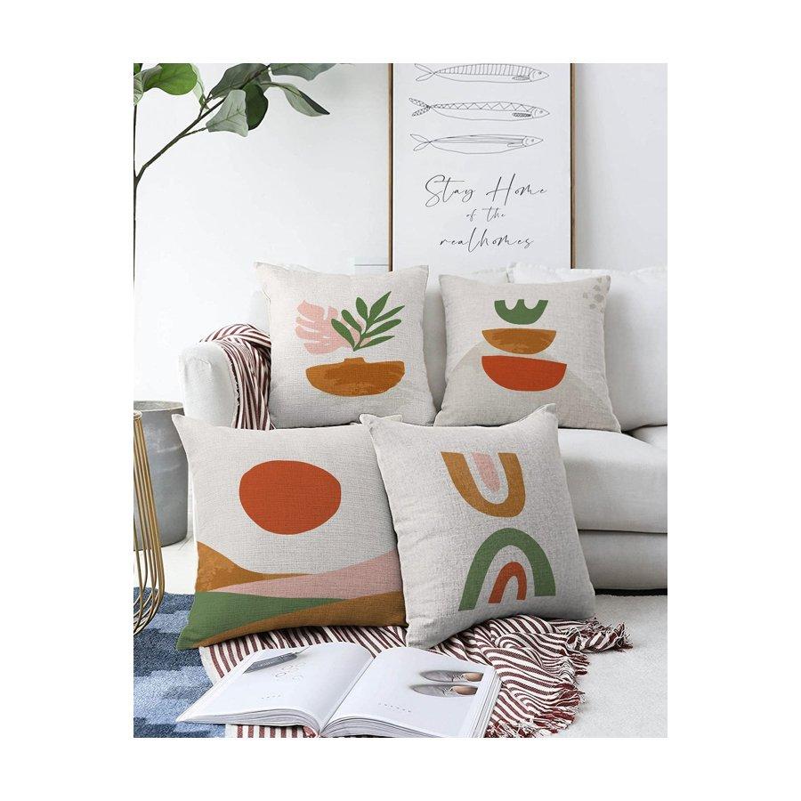 4 Pieces Double Sided Printed Cushion Cover Set