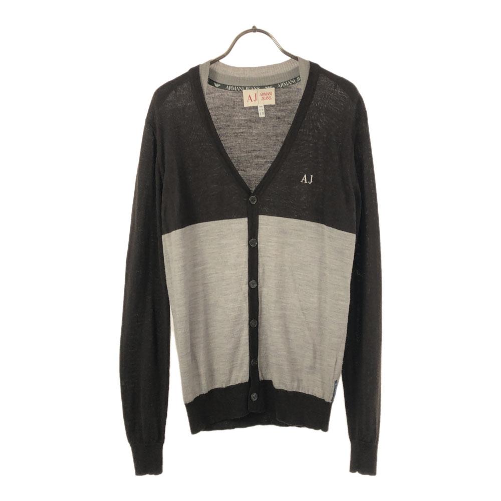 Armani Jeans Wool Long Sleeve Knit Cardigan XS Brown X Gray Men's Used
