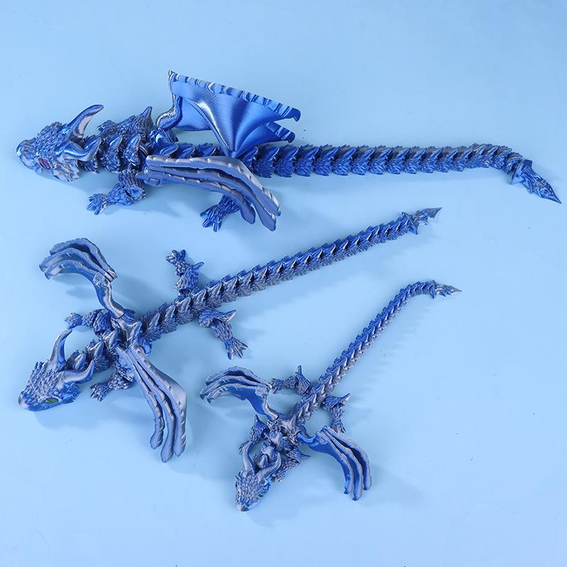 3D-gedruckte geflügelte Kutsche Drachenfigur mit zufälligen Augen Art Deco Harz Drachenskulptur Tischplatte Tierisches Thema Dekorationen